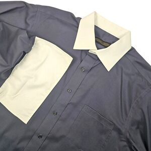 Donald J Trump Shirt 16.5 34/35 Blue Signature‎ Collection Button Up French Cuff